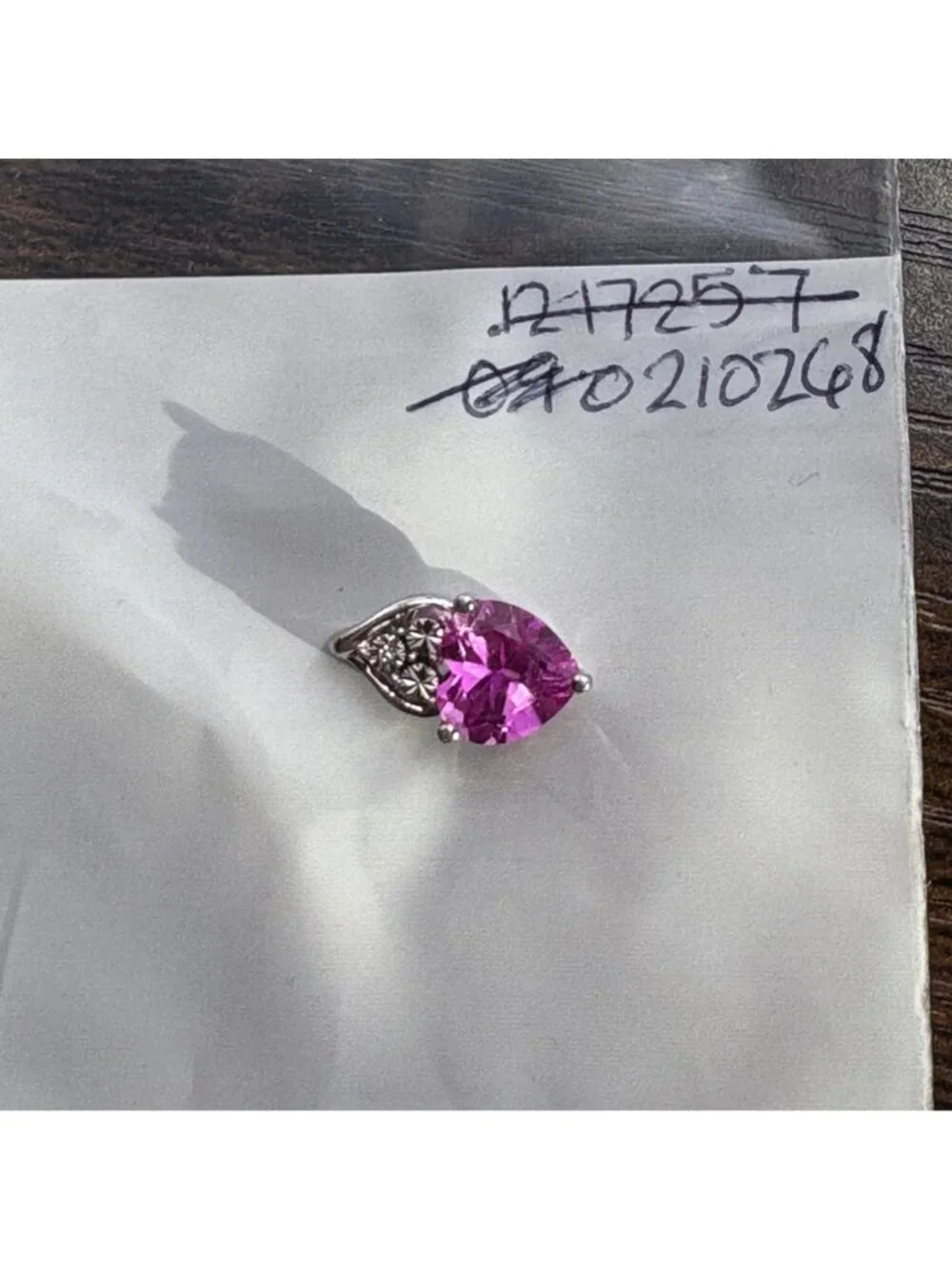Natural Diamond & Pink CZ Heart Pendant Sterling Silver 925 Size 0.5